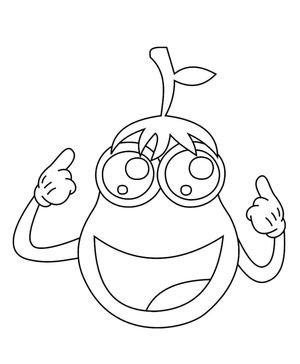 Kawaii Eggplant coloring page, please avoid referring to it as Adorable Eggplant.