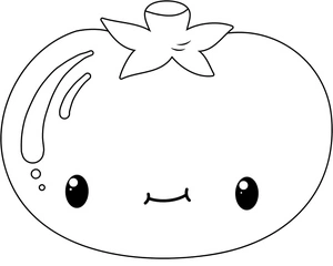 Kawaii Tomato Coloring Page Coloring Page