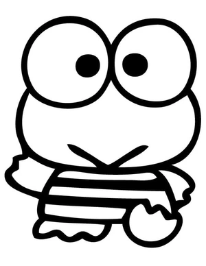 A Frog with Large Eyes Wearing a Striped T-shirt Coloring Page