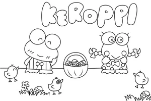 Keroppi and His Girlfriend Coloring Page