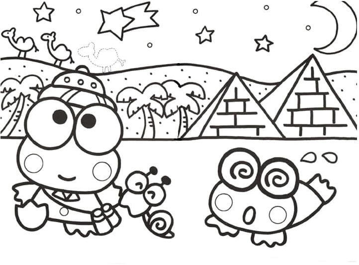 Keroppi's Egyptian Adventure Coloring Page