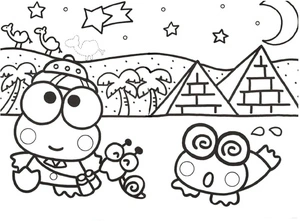 Keroppi's Egyptian Adventure Coloring Page