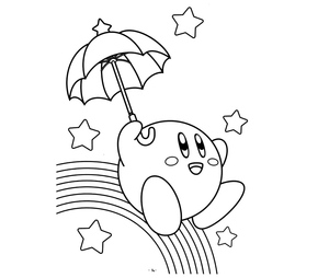 Adorable Kirby with an Umbrella