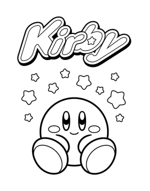 Printable coloring sheet featuring Kirby