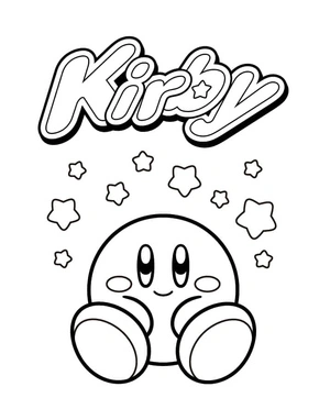 Printable coloring sheet featuring Kirby Coloring Page