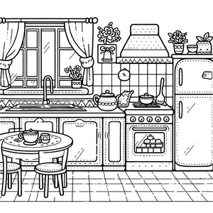 Free Kitchen Coloring Page