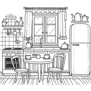 Free Printable Kitchen Coloring Page