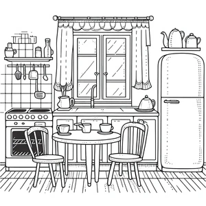 Free Printable Kitchen Coloring Page Coloring Page