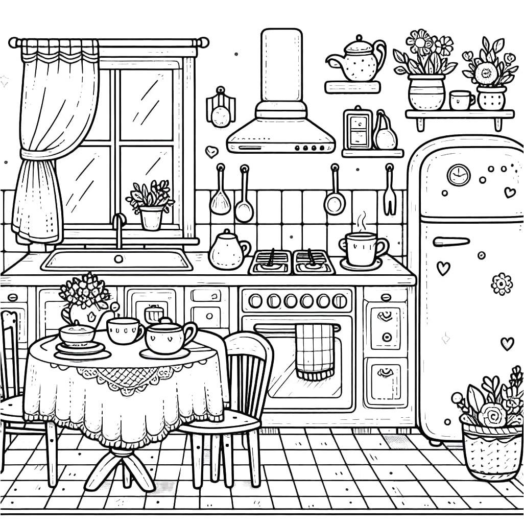 Ideal Kitchen Coloring Page