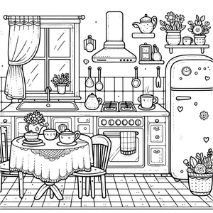 Ideal Kitchen Coloring Page