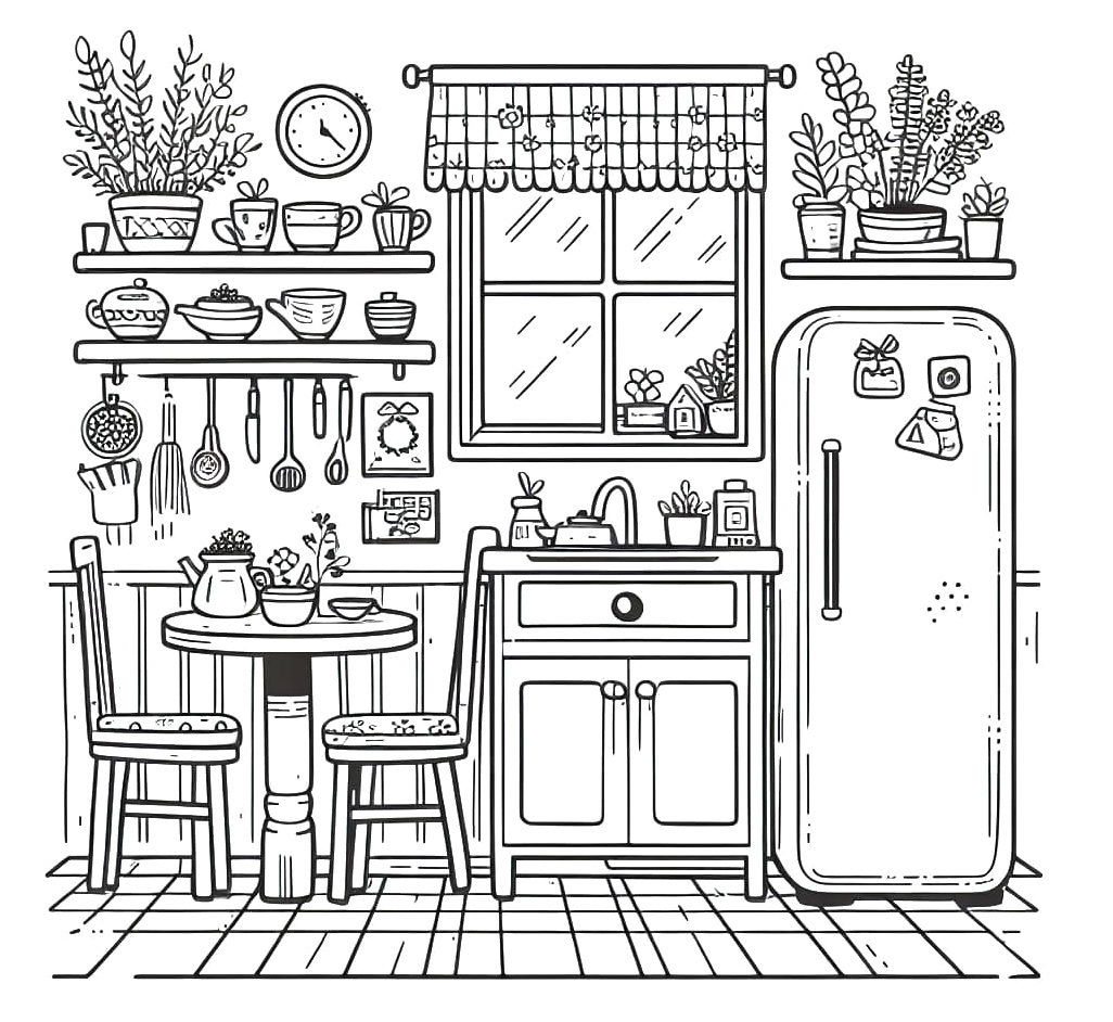Kitchen Fun Coloring Page