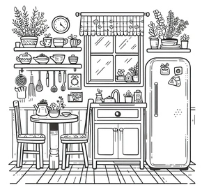 Kitchen Fun Coloring Page