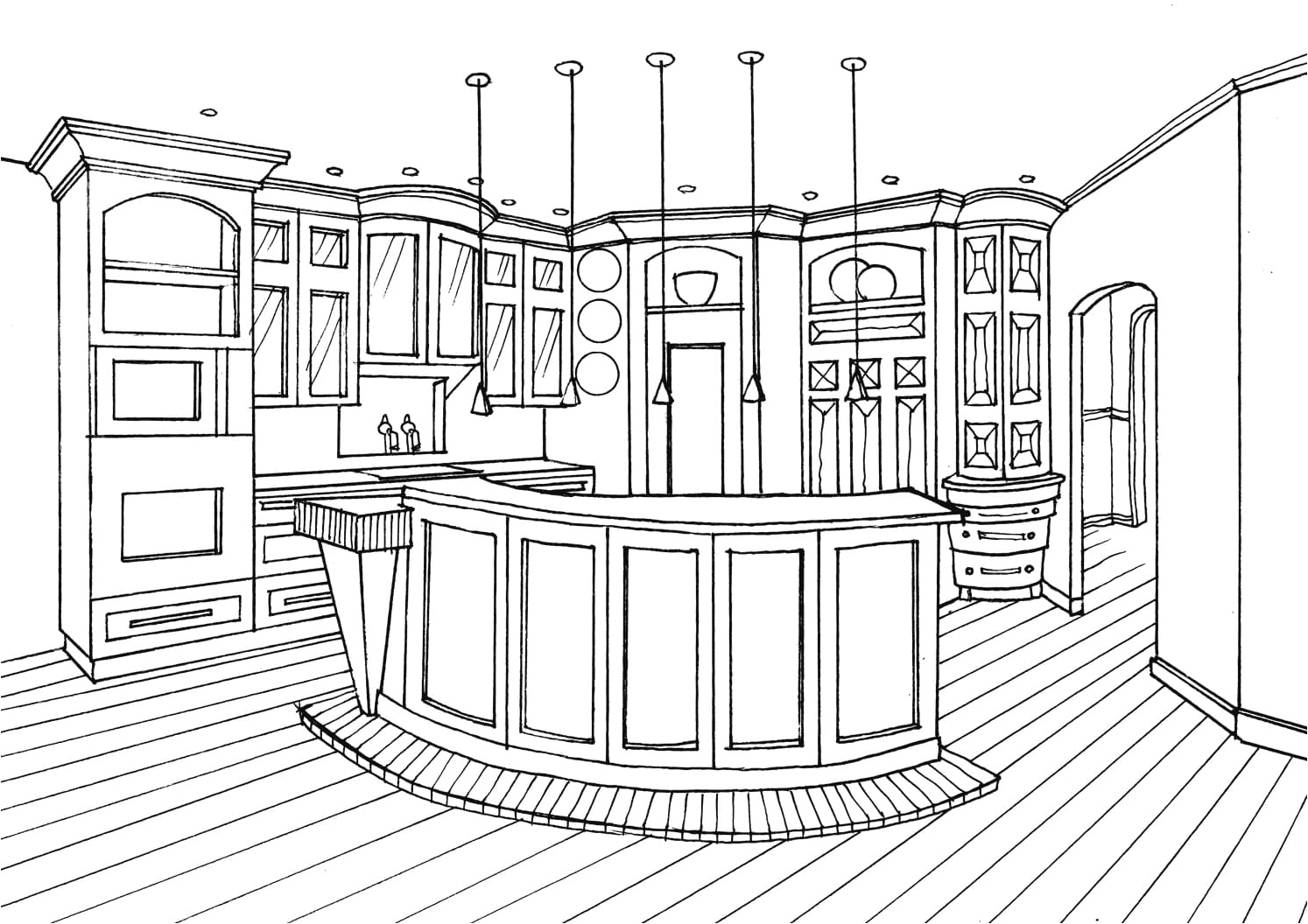 Pleasant Kitchen Coloring Page