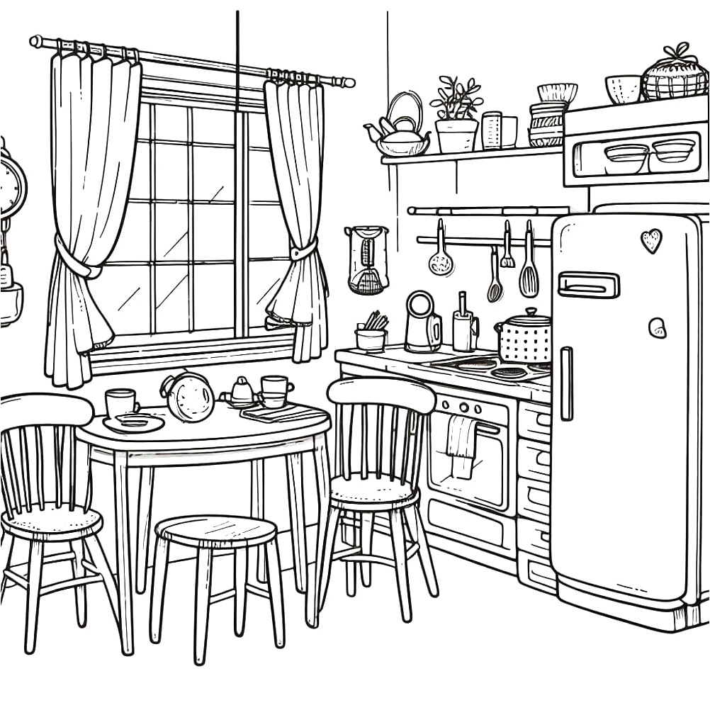Printable Kitchen Coloring Page Coloring Page
