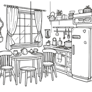 Printable Kitchen Coloring Page