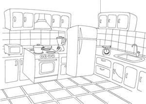 Simple Kitchen Coloring Page