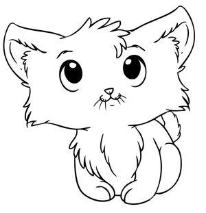 Adorable Cartoon Kitty Coloring Page