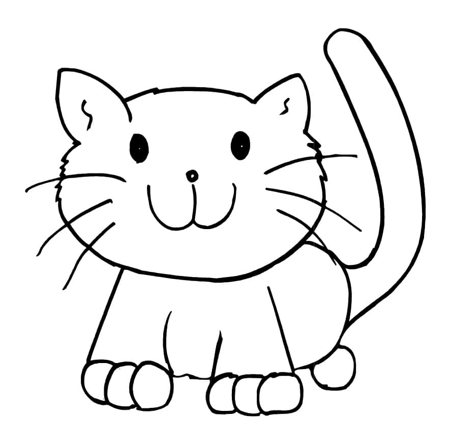 Happy Kitty Coloring Page