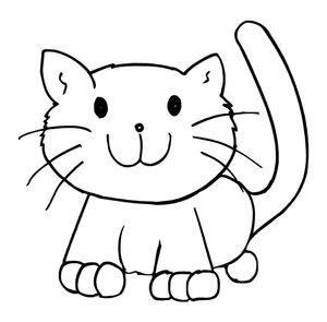 Happy Kitty Coloring Page