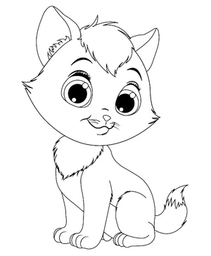 Printable Cartoon Kitten - Name for Coloring Page Coloring Page
