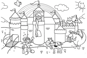 Adorable Knight and Princess Coloring Page