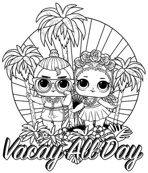 LOL Dolls on a Vacation Coloring Page