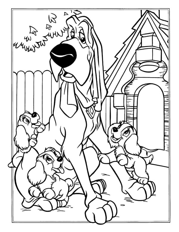 Caregiver Watching Over Children Coloring Page