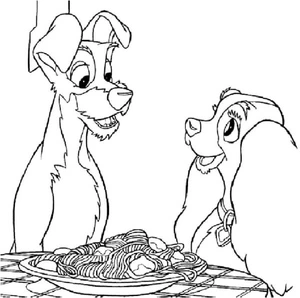 "Enjoying a Meal with the Lady" Coloring Page
