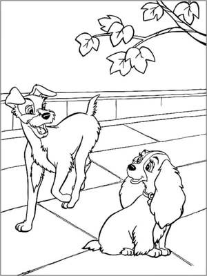 Introducing the Lady and the Tramp Coloring Page