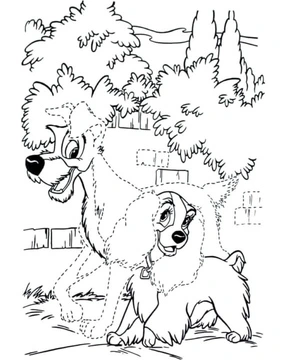 Timid Woman Taking a Stroll with a Vagrant Coloring Page