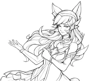 Adorable Ahri Portrait Coloring Page