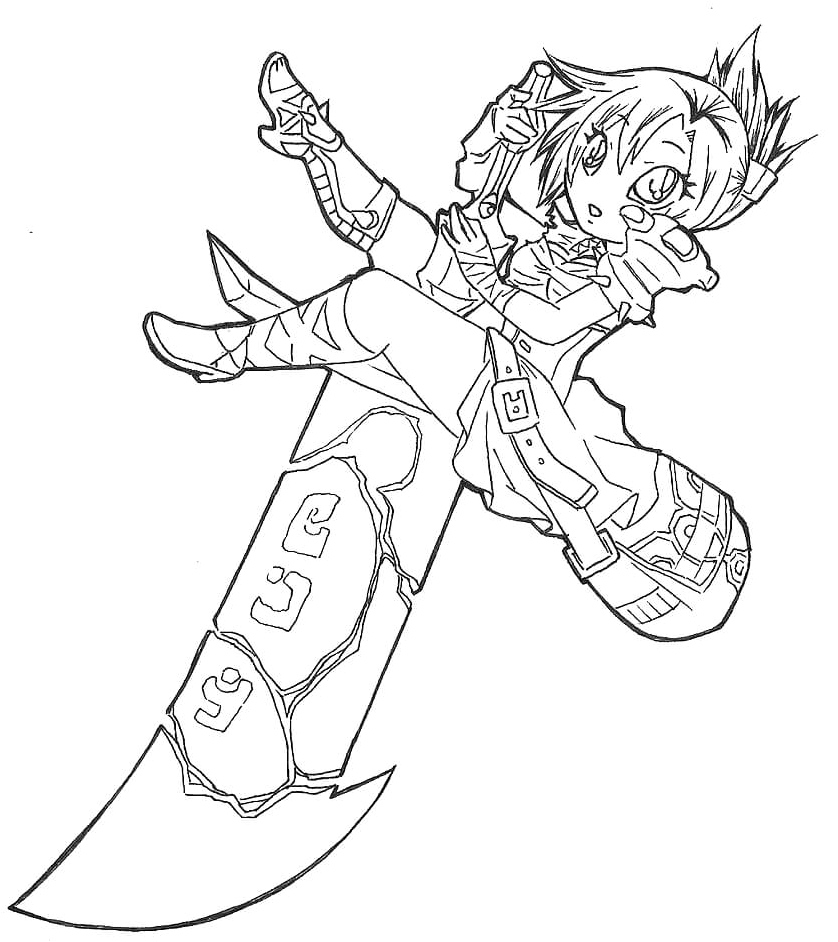 Chibi Riven with a Massive Sword Coloring Page