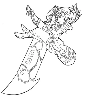 Chibi Riven with a Massive Sword Coloring Page