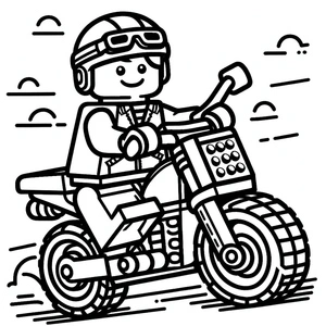 Lego Boy Riding a Motorbike Coloring Page