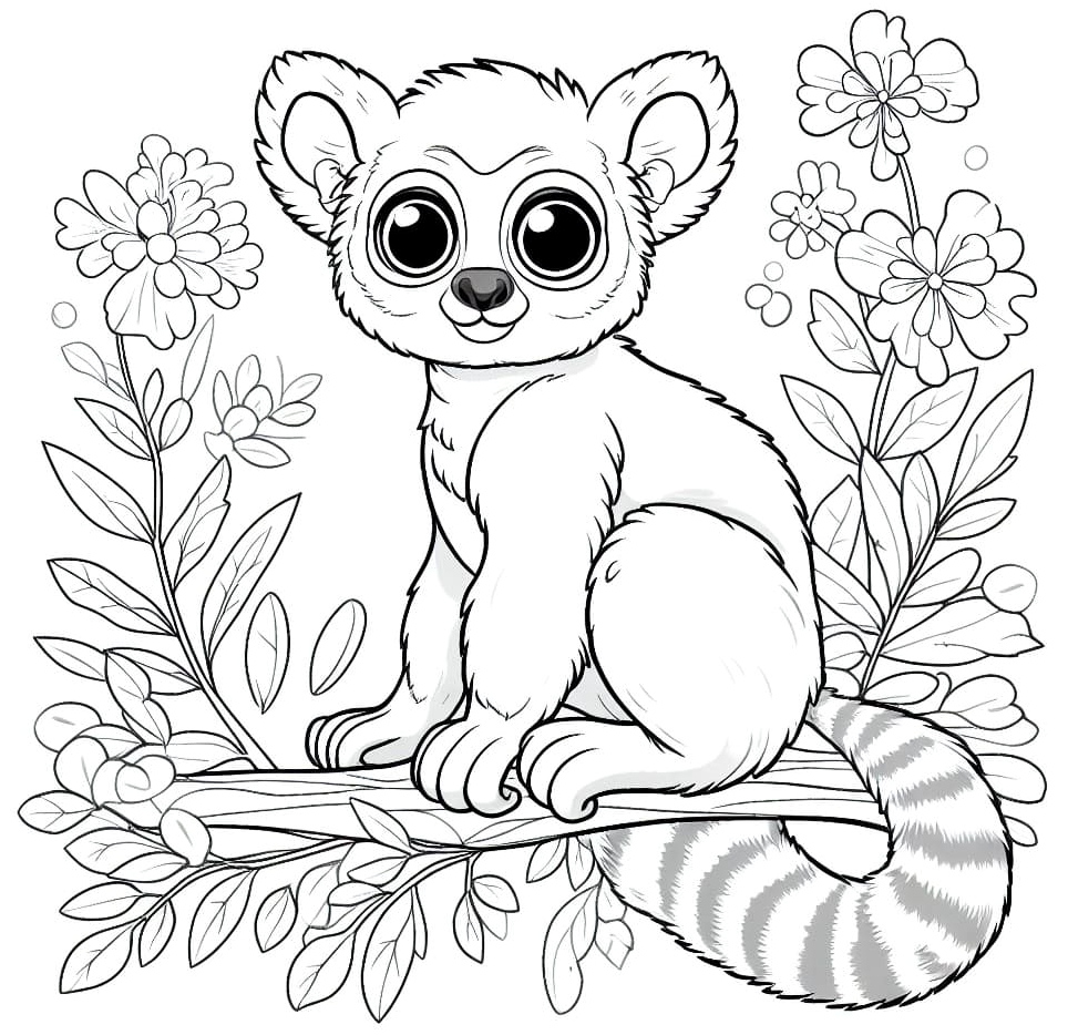 Printable Lemur Page Coloring Page