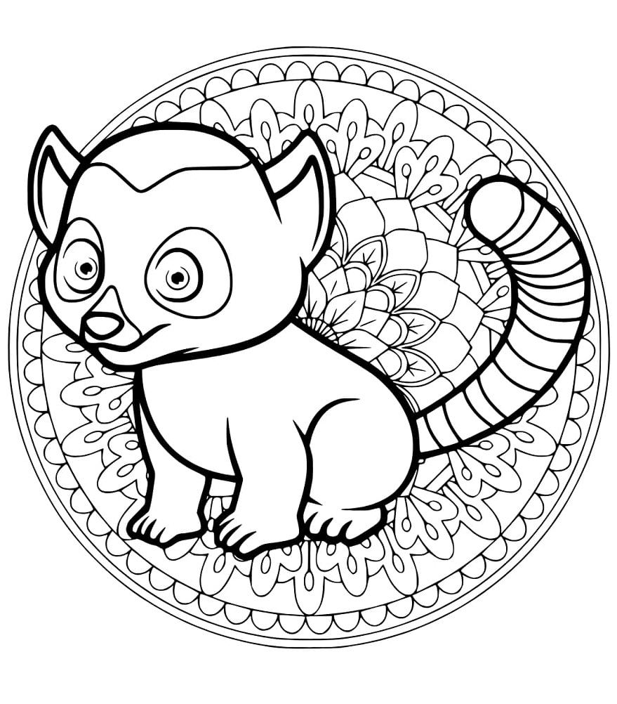 Zentangle Lemur Delight Coloring Page