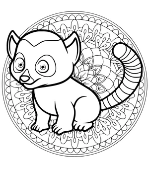 Zentangle Lemur Delight Coloring Page