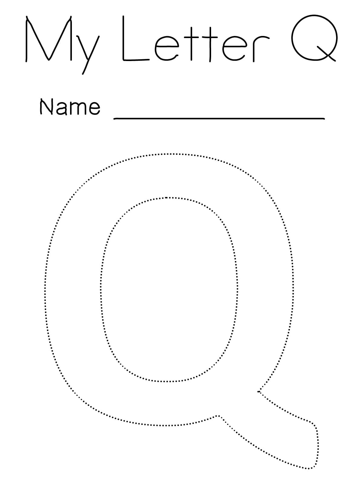 Tracing the Letter Q Coloring Page