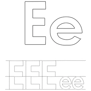 Tracing Worksheet for the Letter E Coloring Page