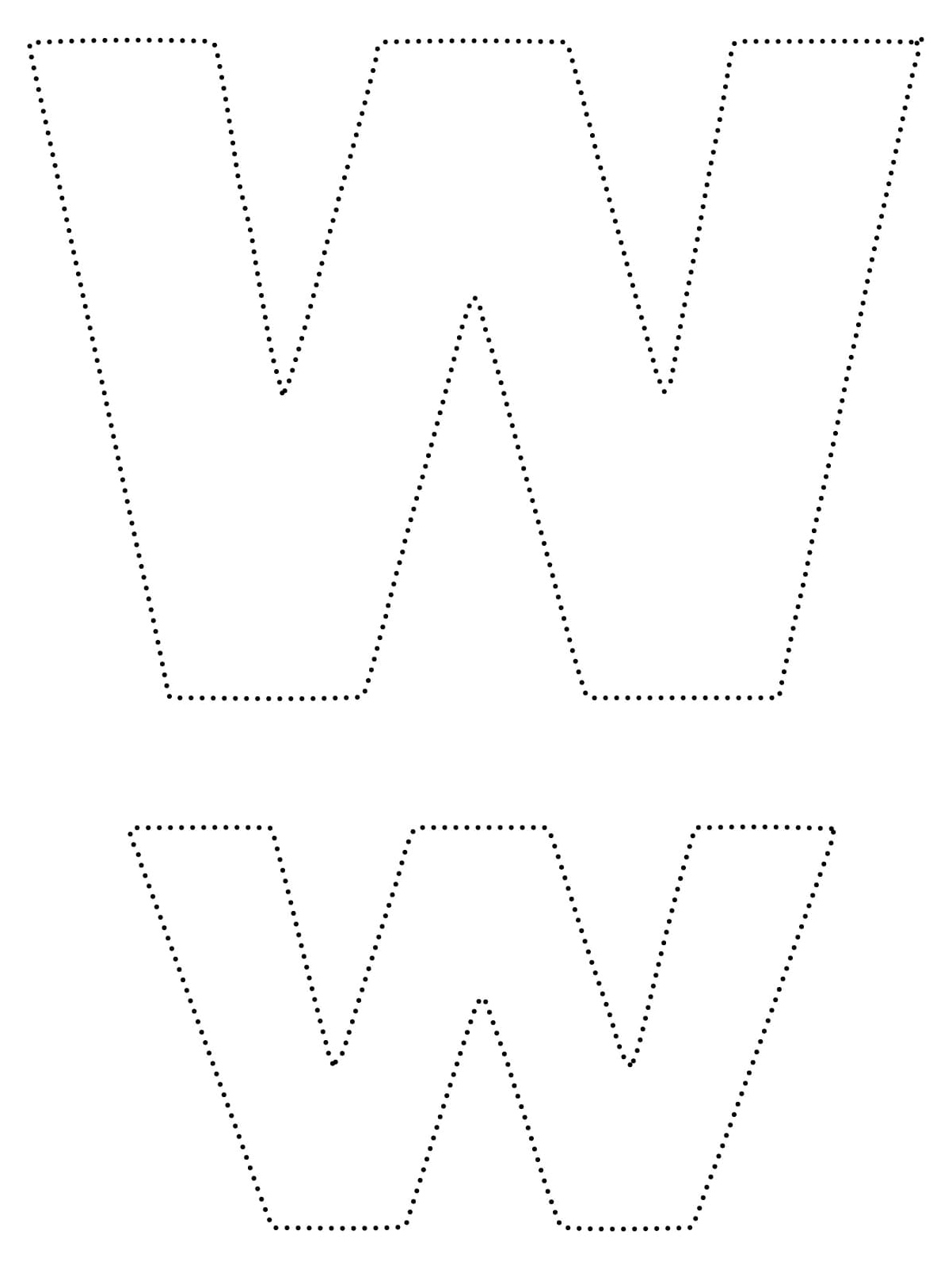 Tracing Worksheet for the Letter W Coloring Page