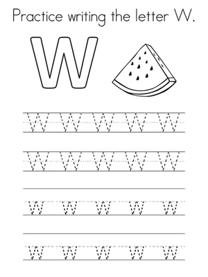 Worksheet for Tracing Letter W Coloring Page
