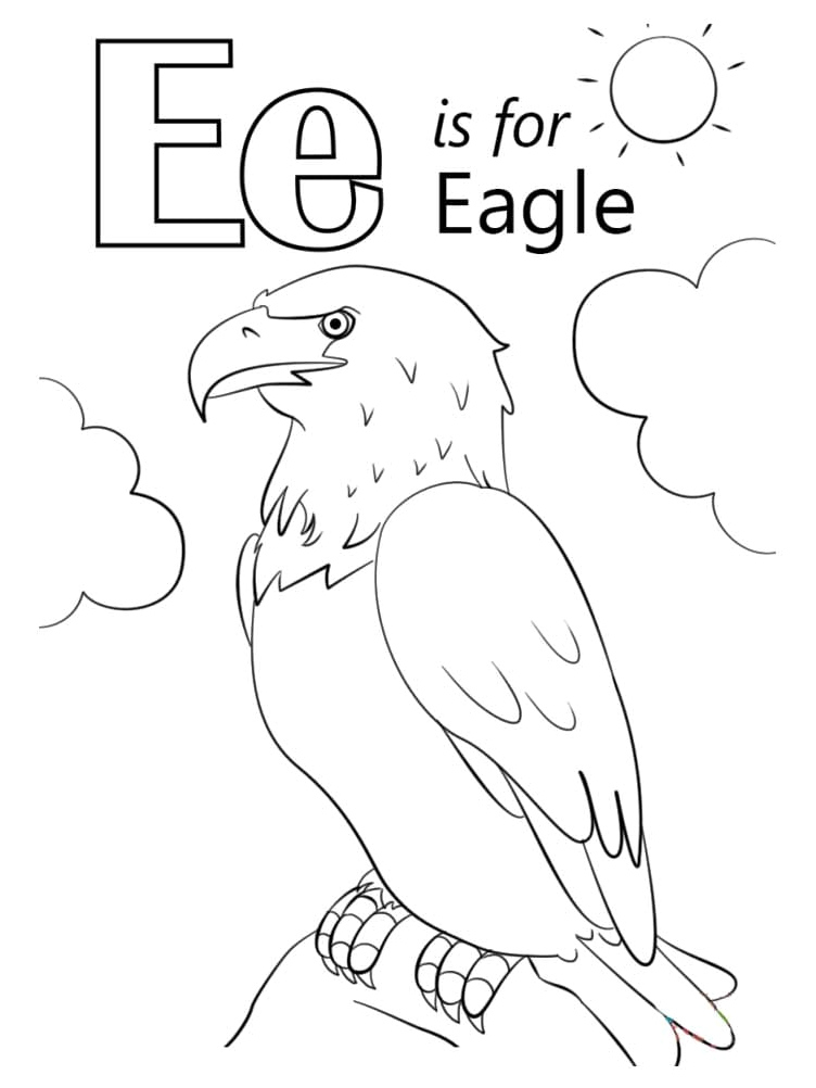 E is for Eagle Coloring Page