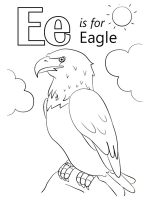 E is for Eagle Coloring Page