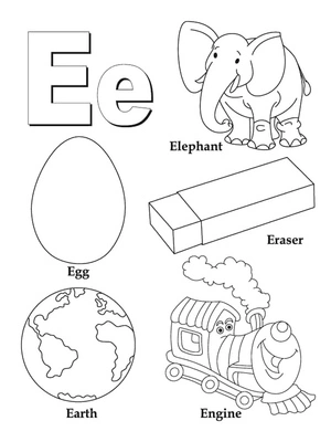 "E is for Elephant" Coloring Page Coloring Page