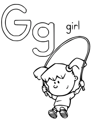 The Coloring Page for the Letter G Is for Girl Coloring Page