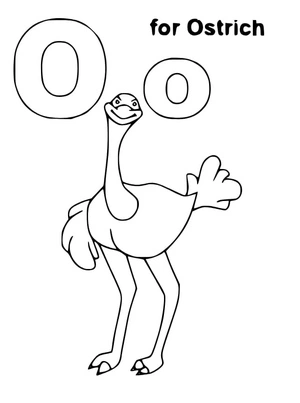 Letter O stands for Ostrich Coloring Page