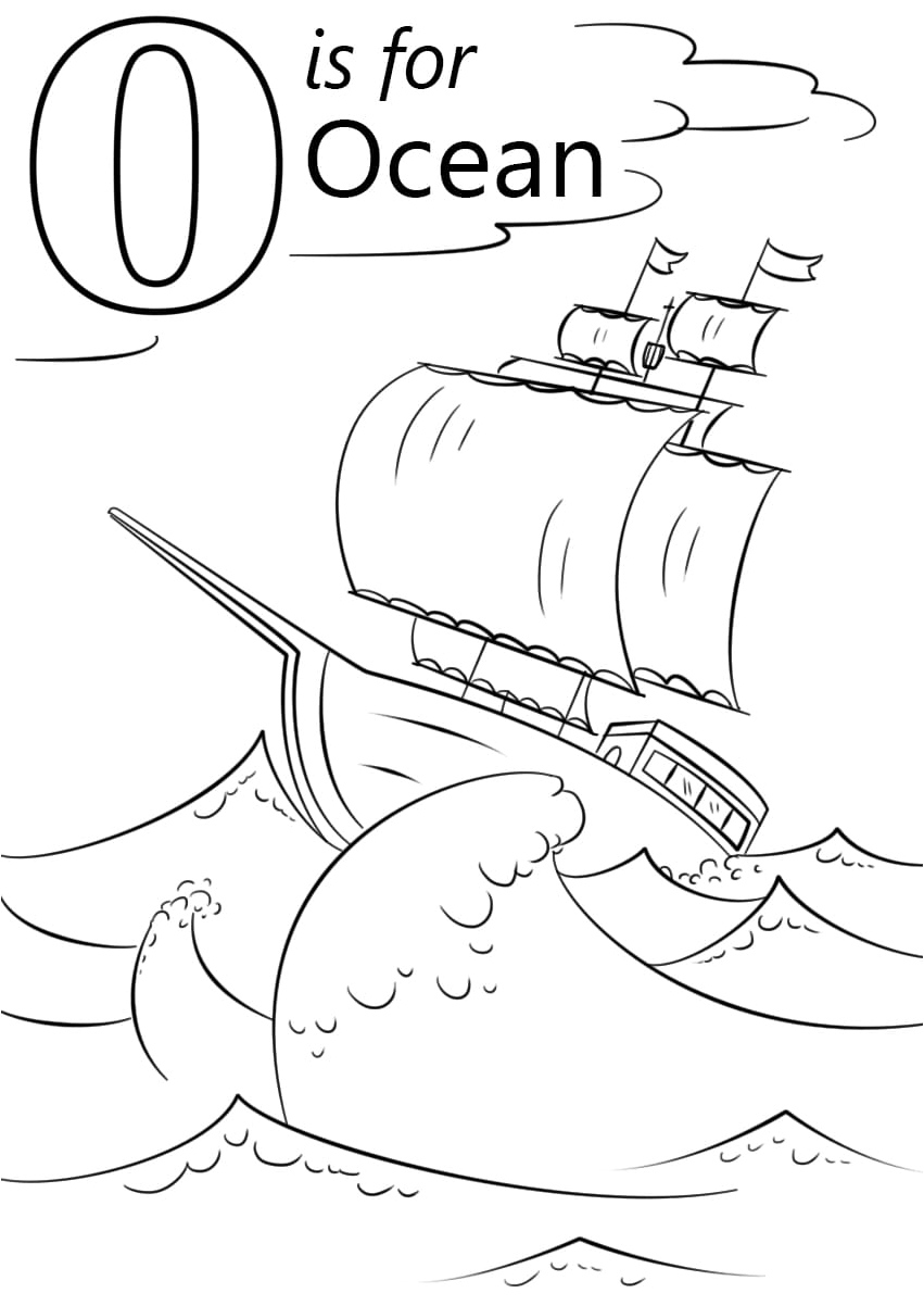 Ocean Adventure with Letter O Coloring Page