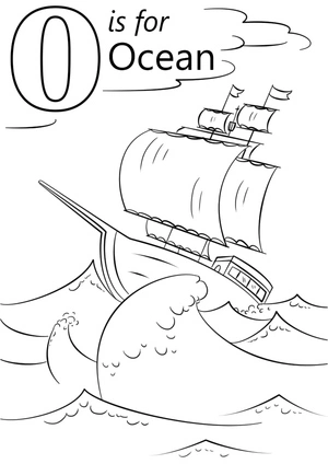 Ocean Adventure with Letter O Coloring Page