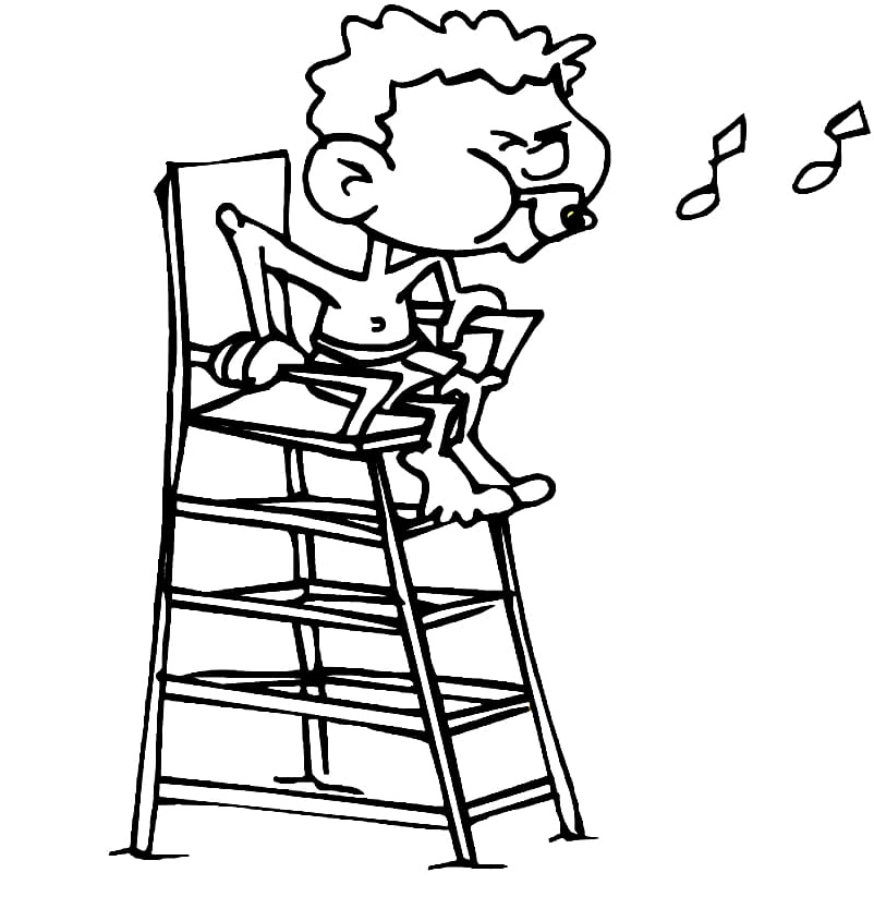 Cartoon Beach guard Coloring Page