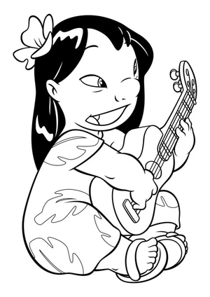 Lilo Playing the Guitar Coloring Page